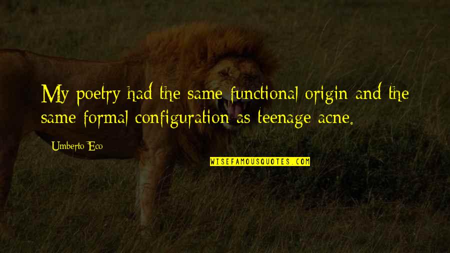 Acne Quotes By Umberto Eco: My poetry had the same functional origin and