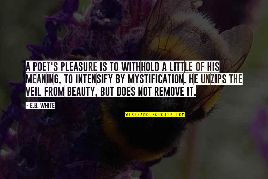 Acne Tumblr Quotes By E.B. White: A poet's pleasure is to withhold a little