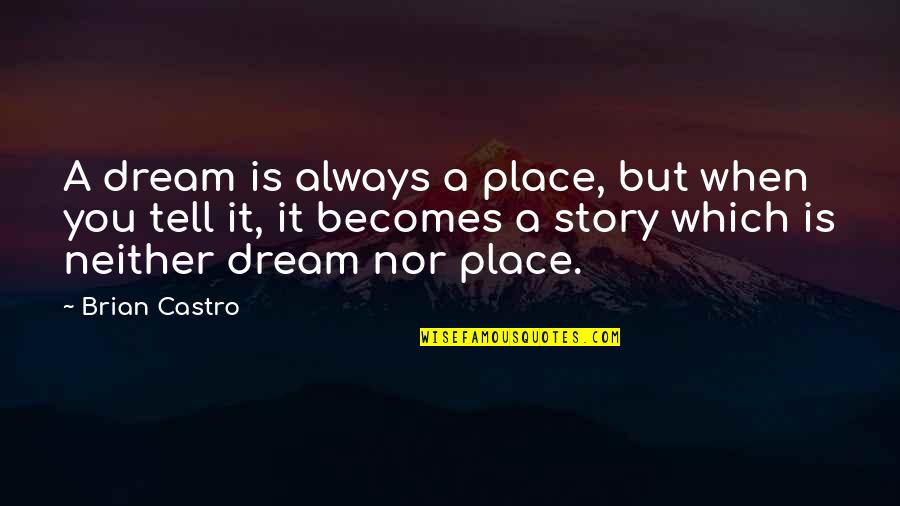 Acontecer En Quotes By Brian Castro: A dream is always a place, but when