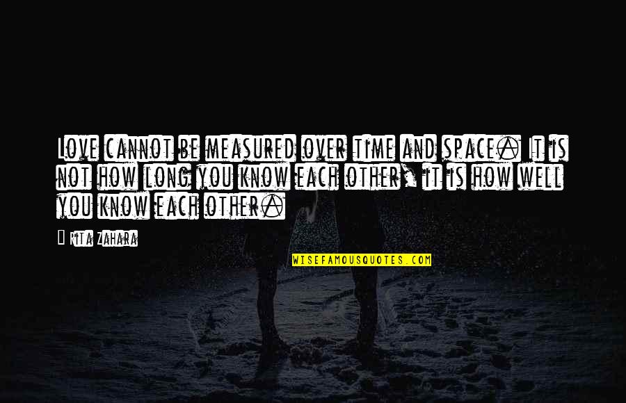 Acontemplative Quotes By Rita Zahara: Love cannot be measured over time and space.