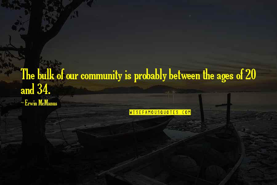 Acoomplish Quotes By Erwin McManus: The bulk of our community is probably between