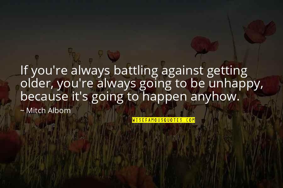 Acordaba O Quotes By Mitch Albom: If you're always battling against getting older, you're