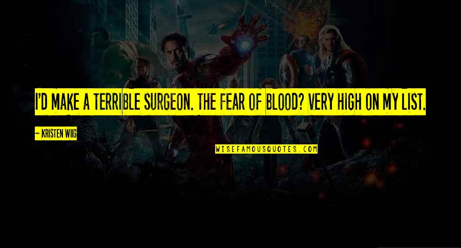 Acordar Conjugation Quotes By Kristen Wiig: I'd make a terrible surgeon. The fear of