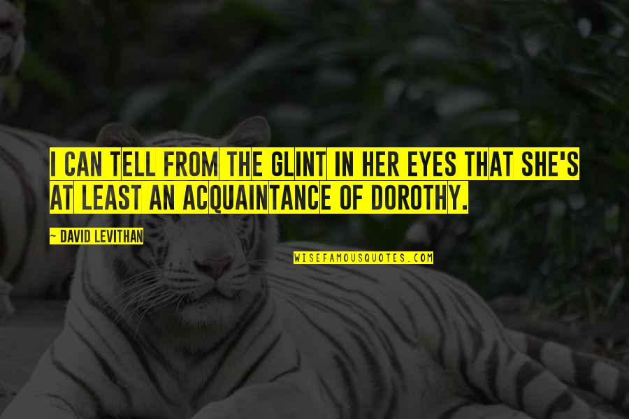 Acquaintance Best Quotes By David Levithan: I can tell from the glint in her