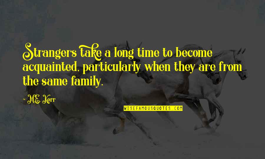 Acquainted Quotes By M.E. Kerr: Strangers take a long time to become acquainted,