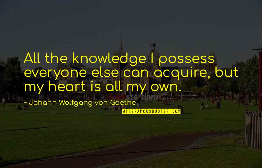 Acquire Knowledge Quotes By Johann Wolfgang Von Goethe: All the knowledge I possess everyone else can