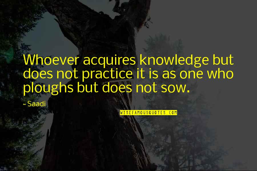 Acquires Quotes By Saadi: Whoever acquires knowledge but does not practice it