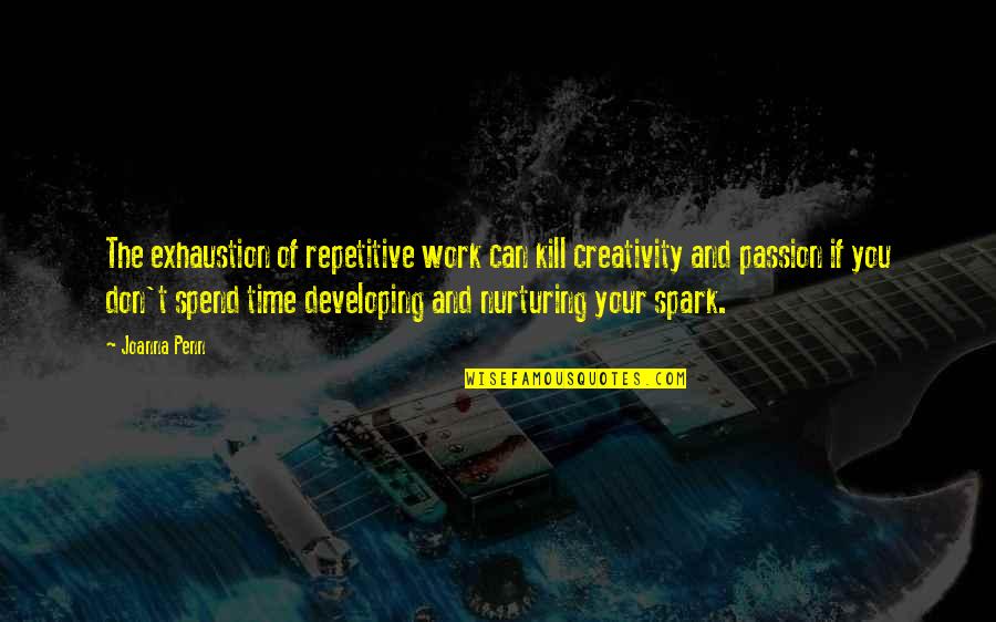 Acquiring Things Quotes By Joanna Penn: The exhaustion of repetitive work can kill creativity