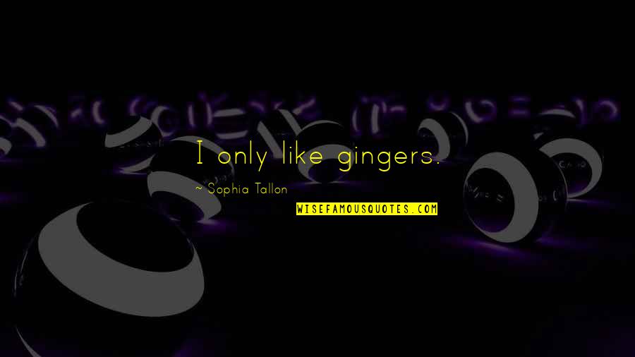 Acquistapaces Quotes By Sophia Tallon: I only like gingers. Acquistapaces Quotes By Sophia Tallon: I only like gingers.