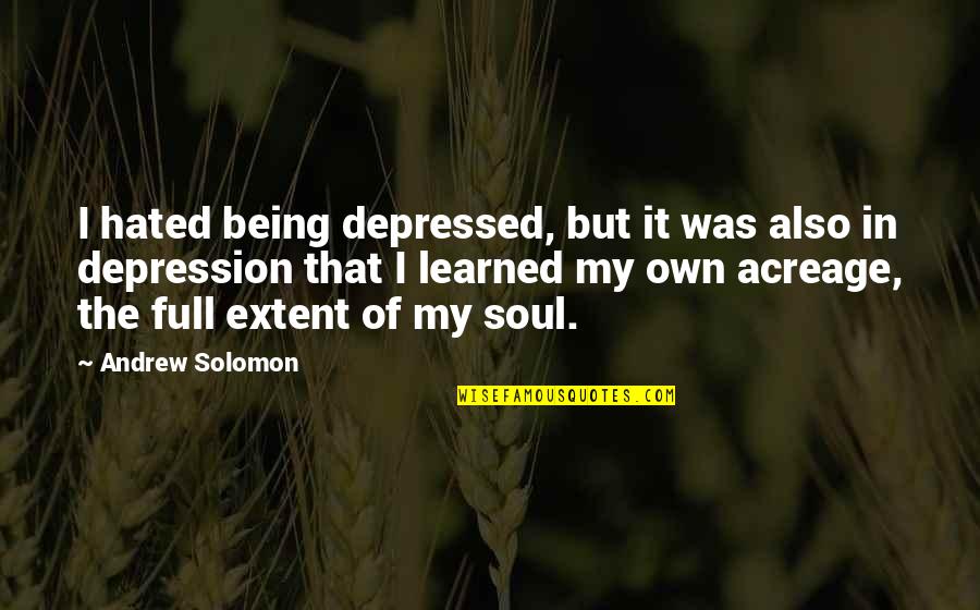 Acreage Quotes By Andrew Solomon: I hated being depressed, but it was also