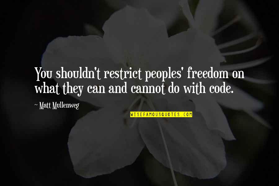 Acrius Gun Quotes By Matt Mullenweg: You shouldn't restrict peoples' freedom on what they