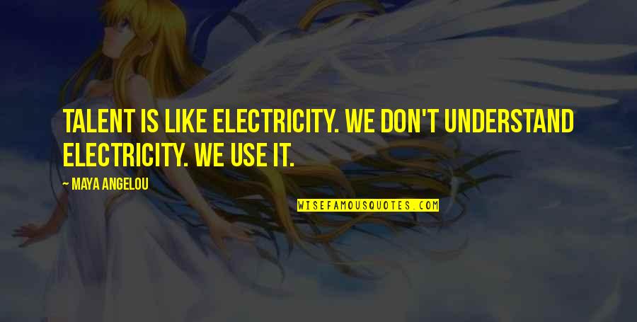 Acronim Quotes By Maya Angelou: Talent is like electricity. We don't understand electricity.