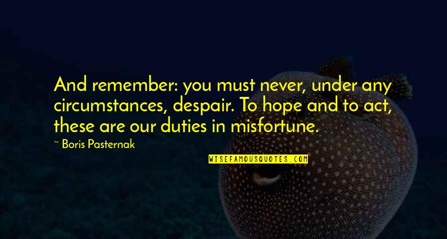 Acropolisselect Quotes By Boris Pasternak: And remember: you must never, under any circumstances,