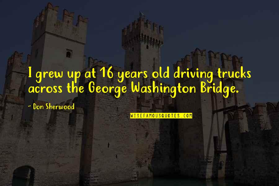 Across The Bridge Quotes By Don Sherwood: I grew up at 16 years old driving