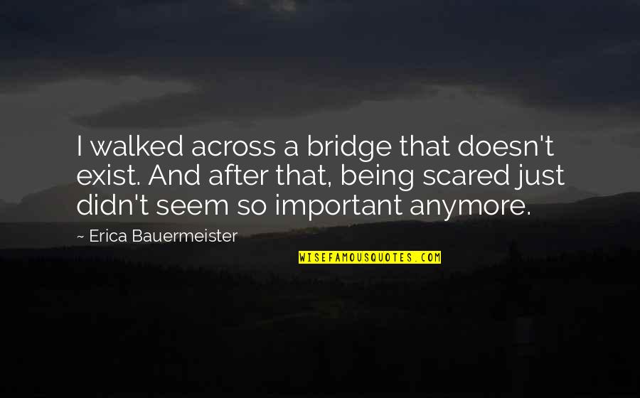 Across The Bridge Quotes By Erica Bauermeister: I walked across a bridge that doesn't exist. Across The Bridge Quotes By Erica Bauermeister: I walked across a bridge that doesn't exist.