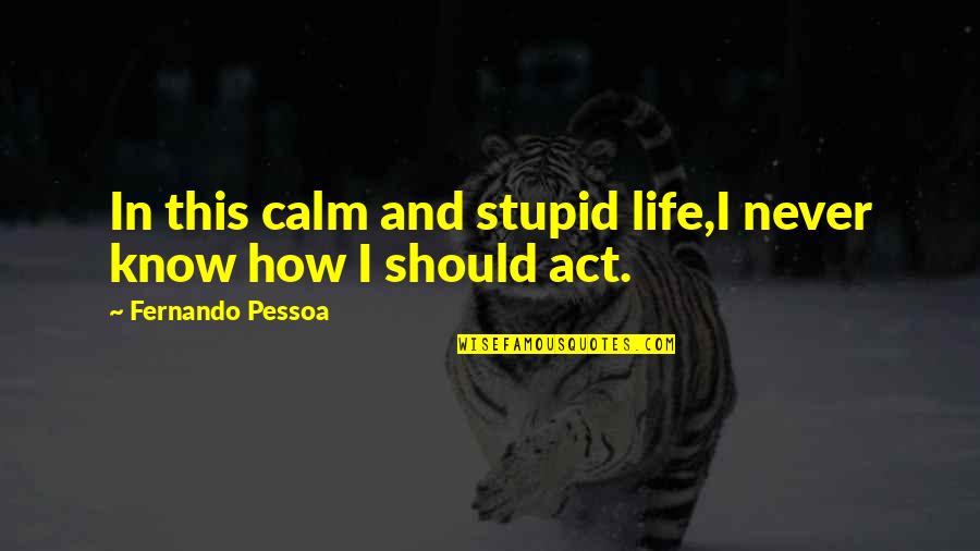 Act I Quotes By Fernando Pessoa: In this calm and stupid life,I never know