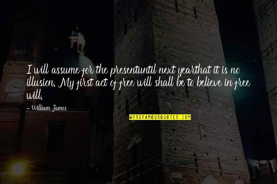 Act I Quotes By William James: I will assume for the presentuntil next yearthat
