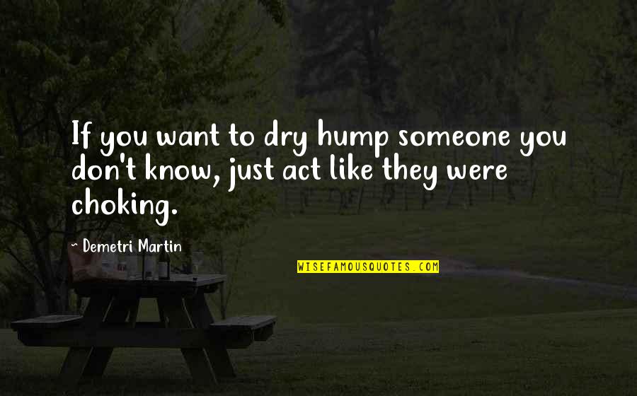 Act Like You Don't Know Quotes By Demetri Martin: If you want to dry hump someone you