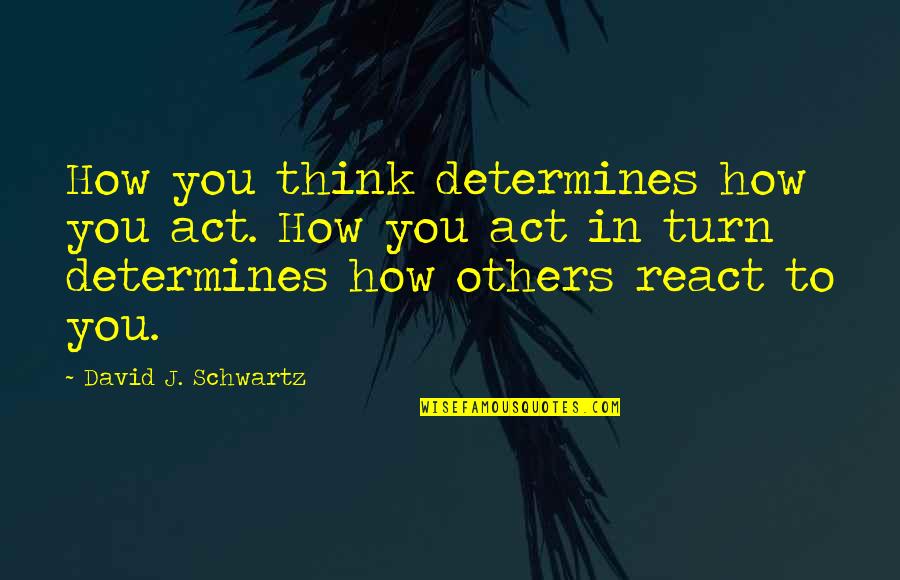 Act Not React Quotes By David J. Schwartz: How you think determines how you act. How Act Not React Quotes By David J. Schwartz: How you think determines how you act. How