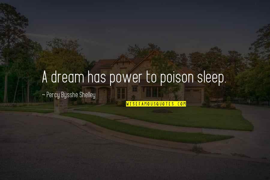 Acting Shakespeare Quotes By Percy Bysshe Shelley: A dream has power to poison sleep.