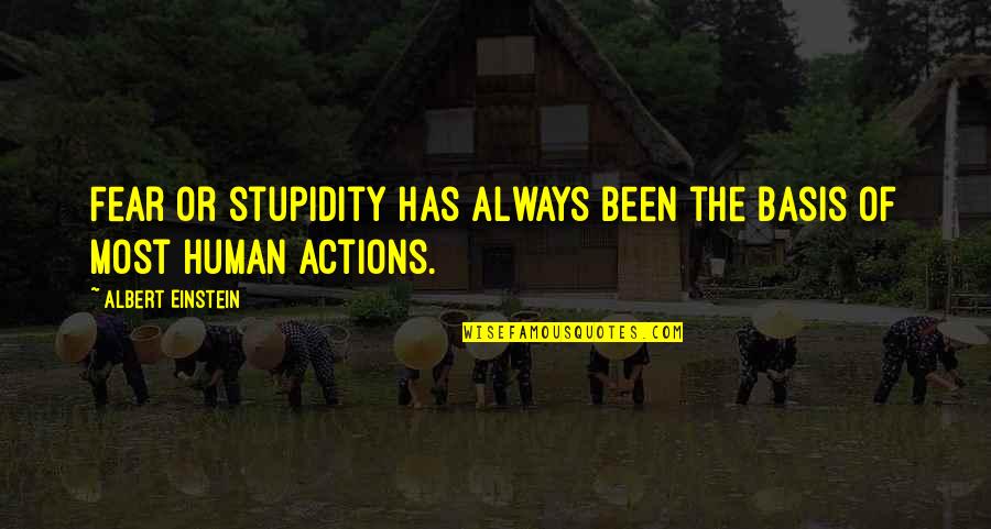 Action And Fear Quotes By Albert Einstein: Fear or stupidity has always been the basis