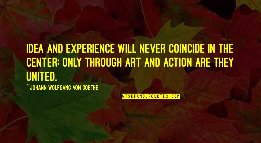 Action And Quotes By Johann Wolfgang Von Goethe: Idea and experience will never coincide in the