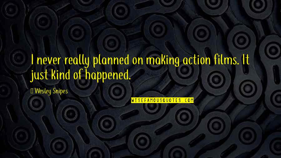 Action Films Quotes By Wesley Snipes: I never really planned on making action films.