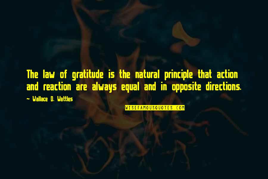 Action Not Reaction Quotes By Wallace D. Wattles: The law of gratitude is the natural principle