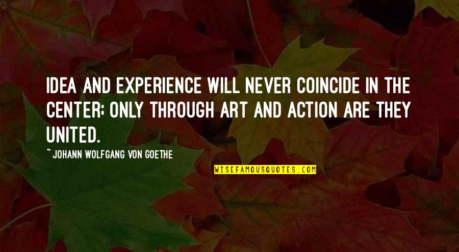 Action The Quotes By Johann Wolfgang Von Goethe: Idea and experience will never coincide in the