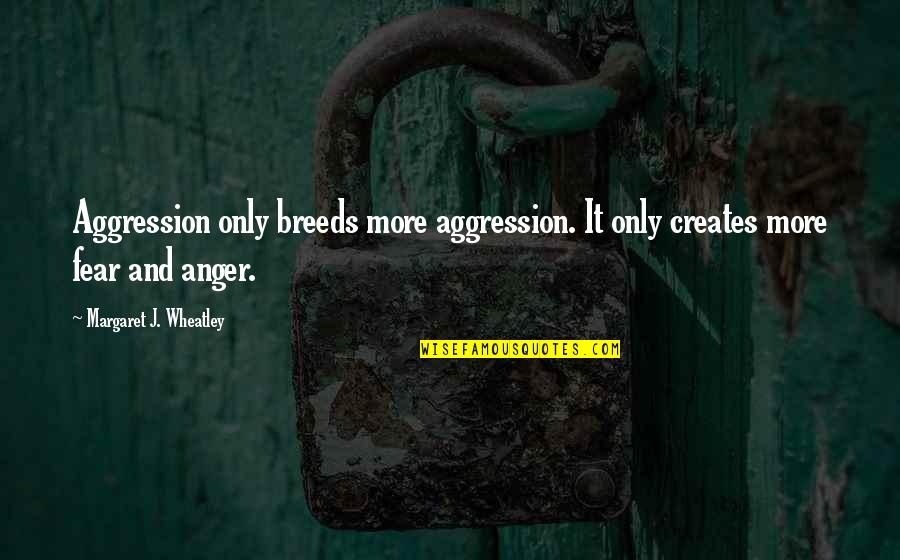 Actionns Quotes By Margaret J. Wheatley: Aggression only breeds more aggression. It only creates