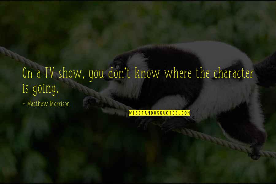 Actionns Quotes By Matthew Morrison: On a TV show, you don't know where