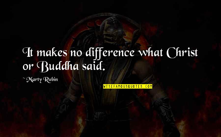 Actions Words Quotes By Marty Rubin: It makes no difference what Christ or Buddha