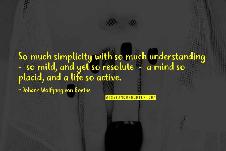 Active Mind Quotes By Johann Wolfgang Von Goethe: So much simplicity with so much understanding -