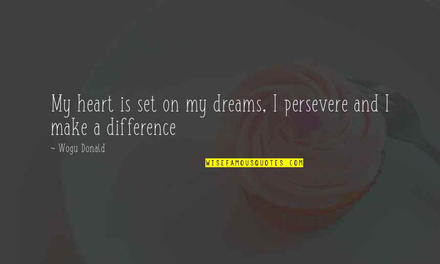 Active Motivational Quotes By Wogu Donald: My heart is set on my dreams, I