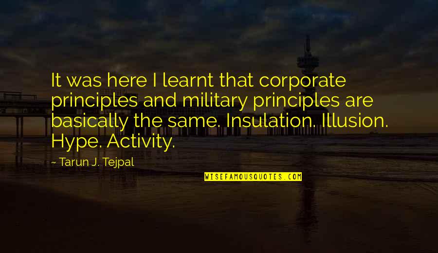 Activity Quotes By Tarun J. Tejpal: It was here I learnt that corporate principles