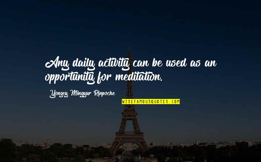 Activity Quotes By Yongey Mingyur Rinpoche: Any daily activity can be used as an Activity Quotes By Yongey Mingyur Rinpoche: Any daily activity can be used as an