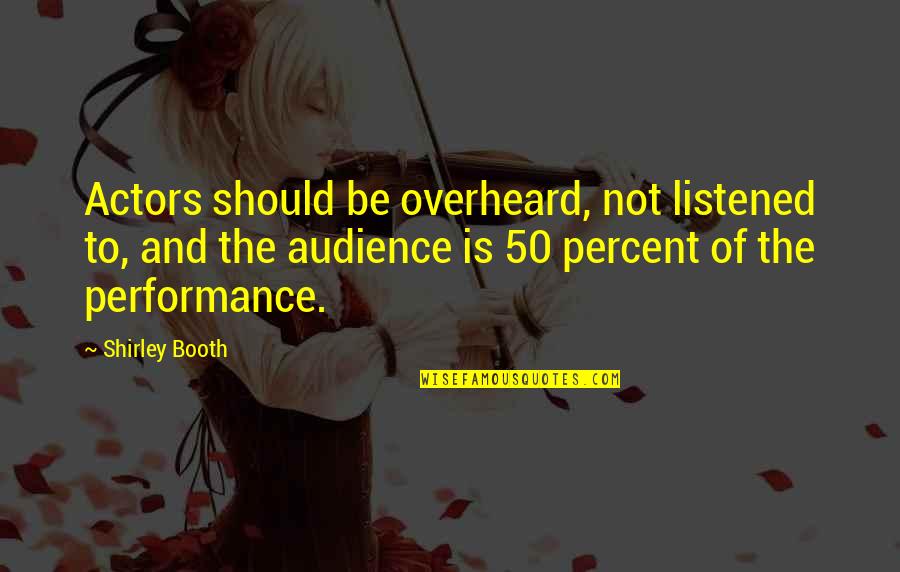 Actors And Audience Quotes By Shirley Booth: Actors should be overheard, not listened to, and