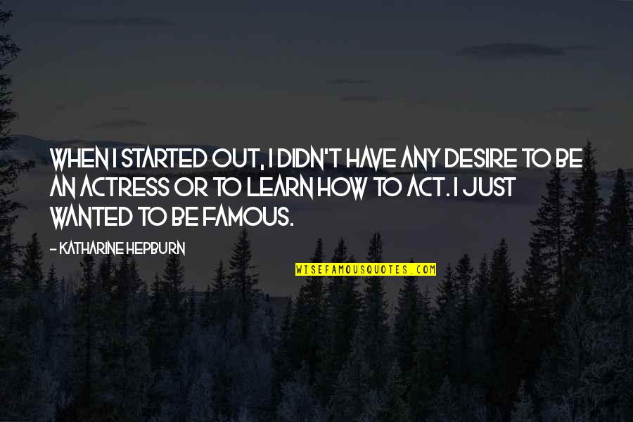 Actress Famous Quotes By Katharine Hepburn: When I started out, I didn't have any Actress Famous Quotes By Katharine Hepburn: When I started out, I didn't have any