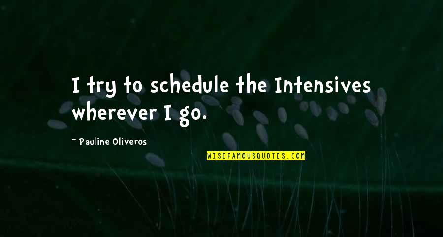 Acunto Forni Quotes By Pauline Oliveros: I try to schedule the Intensives wherever I