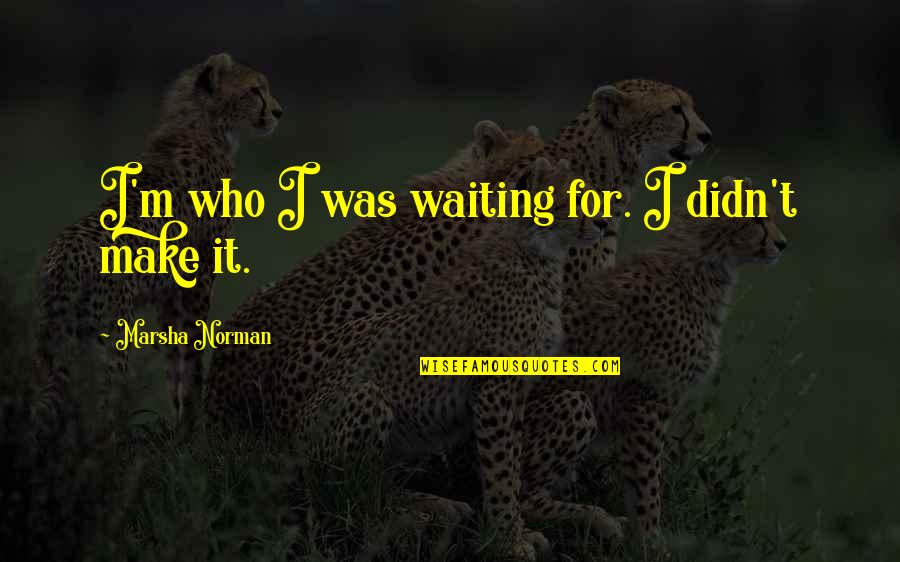 Acupuncture Healing Quotes By Marsha Norman: I'm who I was waiting for. I didn't