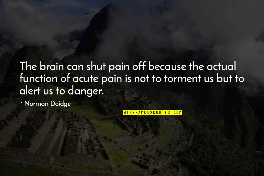 Acute Pain Quotes By Norman Doidge: The brain can shut pain off because the