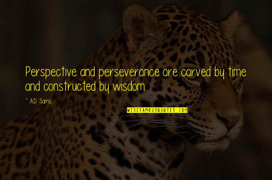 Ad Sams Quotes By A.D. Sams: Perspective and perseverance are carved by time and