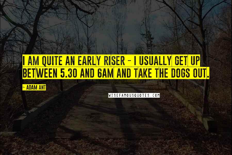 Adam Ant quotes: I am quite an early riser - I usually get up between 5.30 and 6am and take the dogs out.