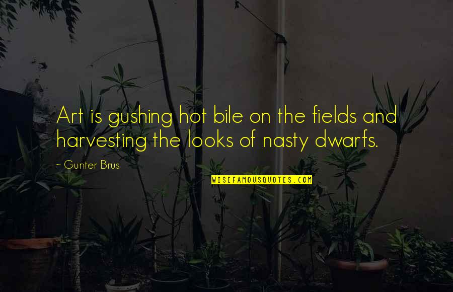 Adam Baylin Quotes By Gunter Brus: Art is gushing hot bile on the fields