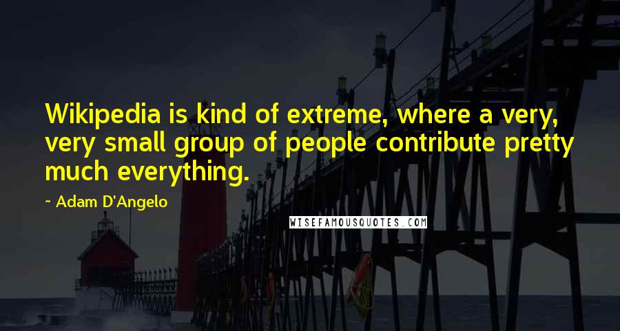 Adam D'Angelo quotes: Wikipedia is kind of extreme, where a very, very small group of people contribute pretty much everything. Adam D'Angelo quotes: Wikipedia is kind of extreme, where a very, very small group of people contribute pretty much everything.