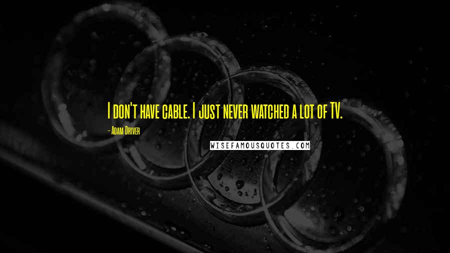 Adam Driver quotes: I don't have cable. I just never watched a lot of TV.