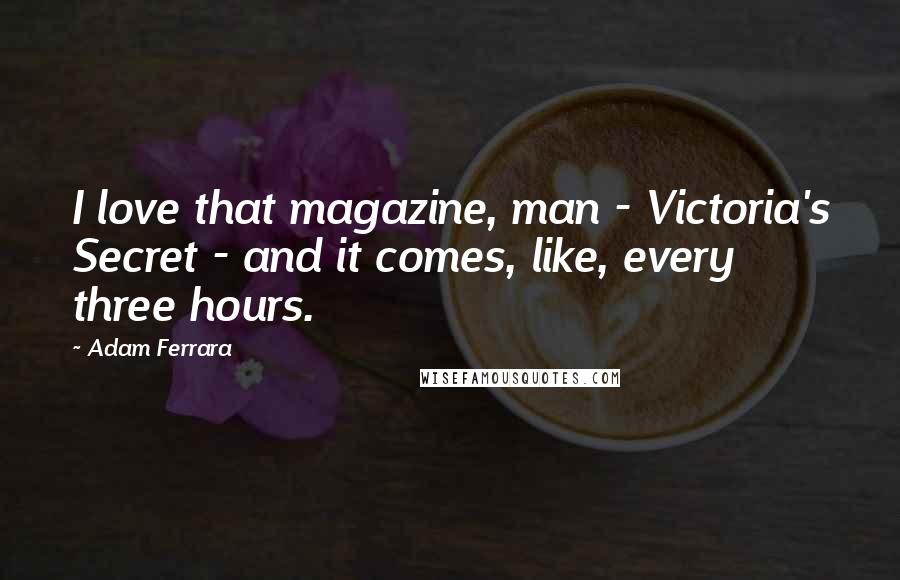 Adam Ferrara quotes: I love that magazine, man - Victoria's Secret - and it comes, like, every three hours.