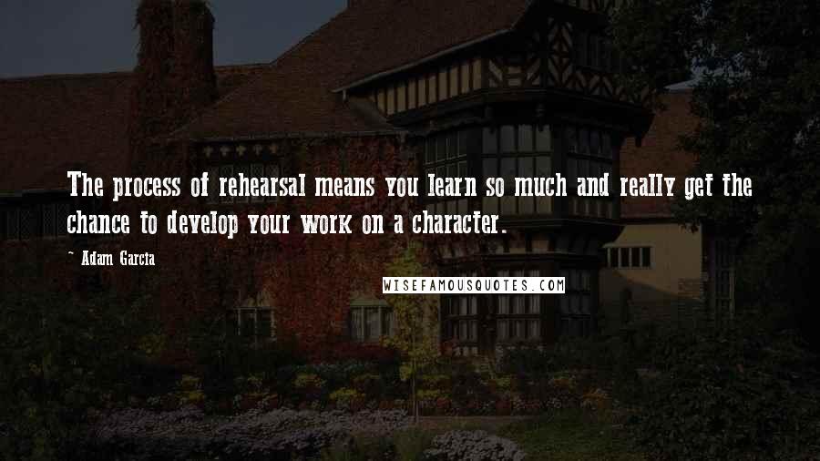 Adam Garcia quotes: The process of rehearsal means you learn so much and really get the chance to develop your work on a character.