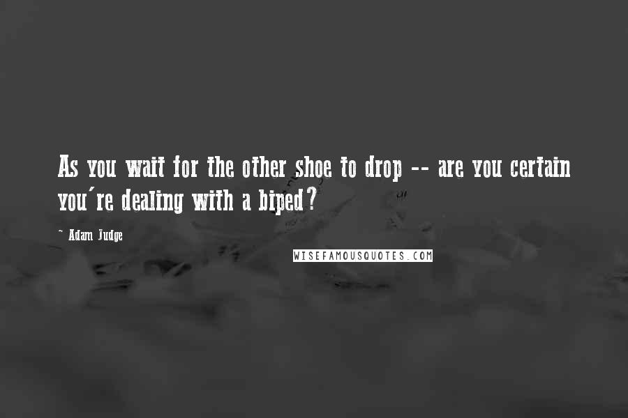 Adam Judge quotes: As you wait for the other shoe to drop -- are you certain you're dealing with a biped?