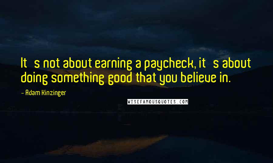Adam Kinzinger quotes: It's not about earning a paycheck, it's about doing something good that you believe in.